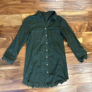 Zilcremo Long Green Button Down Tunic Shirt size Medium